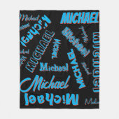 Couverture Polaire Votre nom motif monogramme bleu rouge noir (Devant)