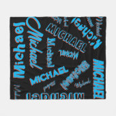 Couverture Polaire Votre nom motif monogramme bleu rouge noir (Devant (Horizontal))