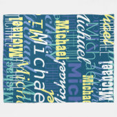 Couverture Polaire Votre nom répète, couleurs personnalisées (Devant (Horizontal))