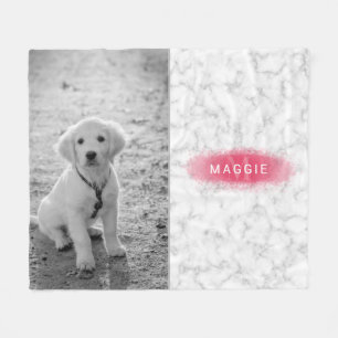 Couverture Polaire Votre Photo Personnalisée & Faux Marble Texture Av