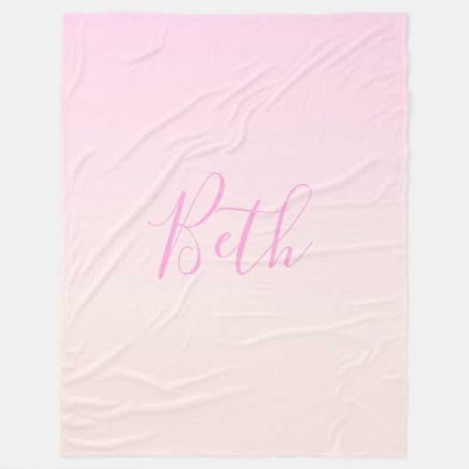 Couverture Polaire Votre texte | Élégant Script & Soft Blush Pink Omb (Devant)