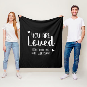 Couverture Polaire Vous êtes aimé coeurs noir blanc rustique campagne