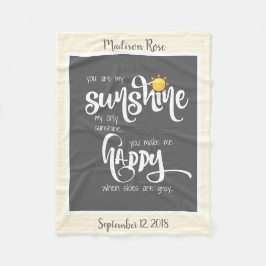 Couverture Polaire Vous êtes mon soleil, gris/jaune, personnalisé (Devant)