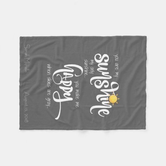 Couverture Polaire Vous êtes mon soleil, gris personnalisé (Devant (Horizontal))