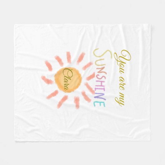 Couverture Polaire vous êtes mon soleil jaune orange rayons de soleil (Devant (Horizontal))