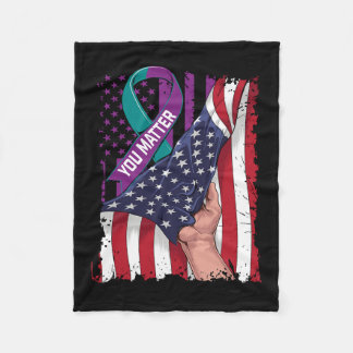 Couverture Polaire Vous Problème Turquoise Et Violet Ribbon Suicide