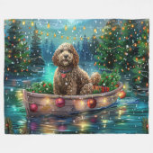 Couverture Polaire Voyage de Noël festif du Cockapoo (Devant (Horizontal))