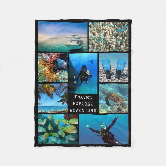 Couverture Polaire VOYAGE EXPLORER AVENTURE Photo Collage Photographi (Devant)