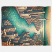 Couverture Polaire "Vue aérienne : paysage avec rivière éolien" (Devant (Horizontal))