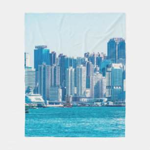 Couverture Polaire Vue sur le port de Hong Kong de jour. asie, asie,