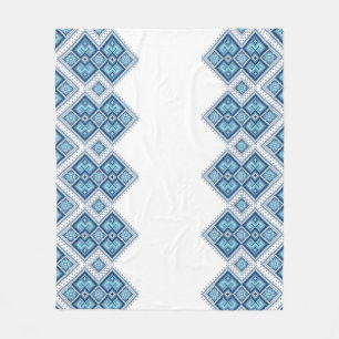 Couverture Polaire Vyshyvanka bleu ukrainien broderie