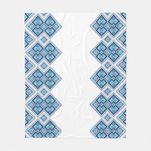 Couverture Polaire Vyshyvanka bleu ukrainien broderie (Devant)