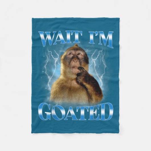 Couverture Polaire Wait I'm Goated Funny Thinking Monkey Meme Brainro (Devant)