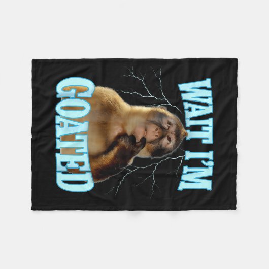 Couverture Polaire Wait I'm Goated Funny Thinking Monkey Meme Brainro (Devant (Horizontal))