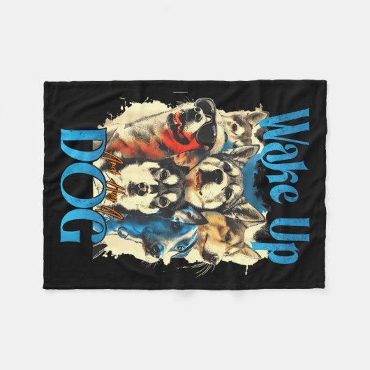 Couverture Polaire Wake Up And Hug A Dog, Funny Motivation Dog Quote, (Devant (Horizontal))