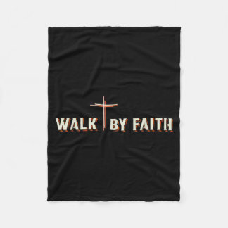 Couverture Polaire Walk By Faith Jesus Cross Christian Graphic 