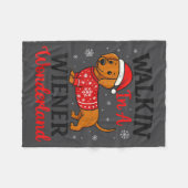 Couverture Polaire Walking In Weiner Wonderland Mini Dachshund Christ (Devant (Horizontal))
