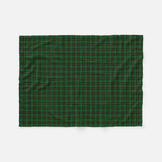 Couverture Polaire Wallace Clan Chasse Noire et Vert Tartan (Devant (Horizontal))