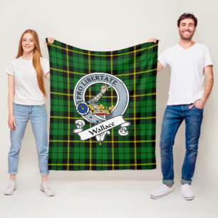Couverture Polaire Wallace Green Clan Badge Tartan Plaid