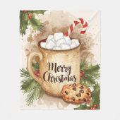 Couverture Polaire Warm cocoa merry Christmas holly cozy festive (Devant)