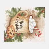 Couverture Polaire Warm cocoa merry Christmas holly cozy festive (Devant (Horizontal))