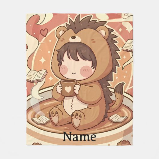 Couverture Polaire Warm Hedgehog Brew Cozy Fleece Blanket (Devant)