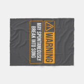 Couverture Polaire Warning May Sntaneously Break Into Song Funny Musi (Devant (Horizontal))