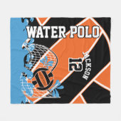 Couverture Polaire Water Polo 🤽 ‍ ♀️ Sport en Orange, Noir et Blanc (Devant (Horizontal))