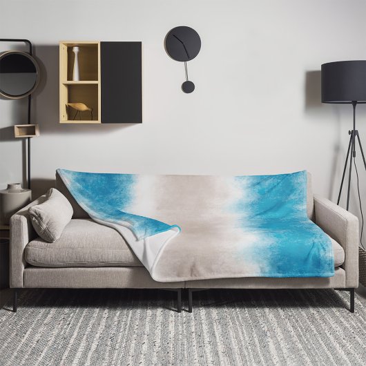 Couverture Polaire Watercolor Beach Waves Blue Waters