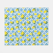 Couverture Polaire Watercolor Blue Tile Yellow Lemon Watercolor (Devant (Horizontal))