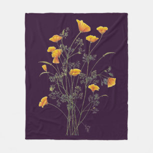 Couverture Polaire Watercolor California Poppy Garden Flower Art