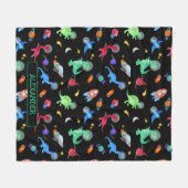Couverture Polaire Watercolor Dinosaur Astronauts In Space Black (Devant (Horizontal))
