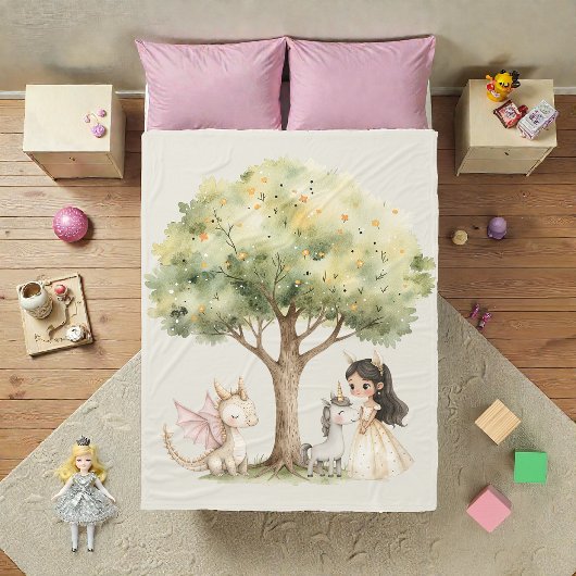 Couverture Polaire Watercolor Fairytale Princess Whimsical