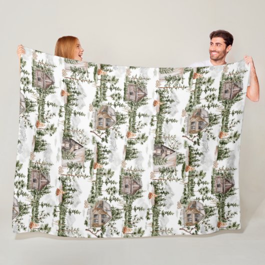 Couverture Polaire Watercolor Forest (En situation)