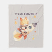 Couverture Polaire Watercolor Fox on Space Rocket (Devant)