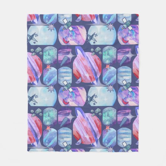 Couverture Polaire Watercolor Galaxy Patchwork (Devant)