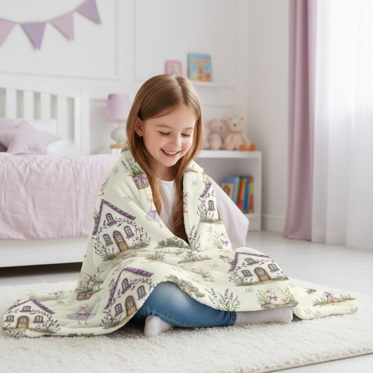 Couverture Polaire Watercolor Goose Lavender Farm House