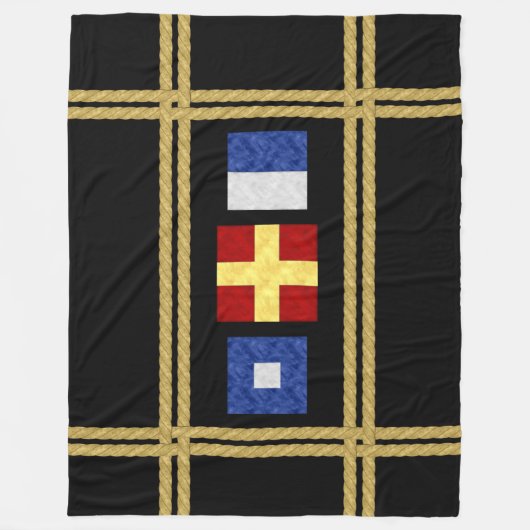 Couverture Polaire Watercolor Nautical Signal maritime Flag monogram (Devant)