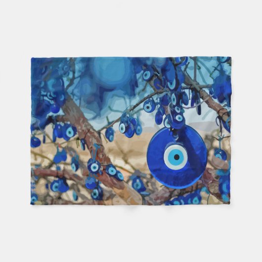 Couverture Polaire Watercolor of Tree Decorated with Nazars (Devant (Horizontal))