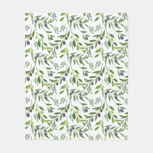 Couverture Polaire Watercolor Olive Pattern  (Devant)