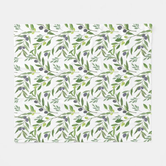 Couverture Polaire Watercolor Olive Pattern  (Devant (Horizontal))