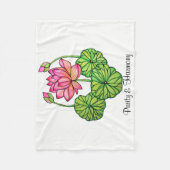 Couverture Polaire Watercolor Pink Lotus with Buds & Leaves (Devant)
