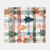 Couverture Polaire Watercolor Reindeer Gingerbread Man Snowflake Tree (Devant (Horizontal))