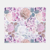 Couverture Polaire Watercolor roses et hydrangeas. (Devant (Horizontal))