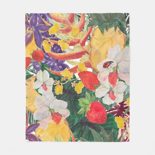 Couverture Polaire WAtercolor sans couture motif tropical avec exotiq (Devant)
