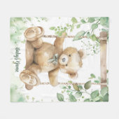 Couverture Polaire Watercolor Shades of Green Teddy Bear (Devant (Horizontal))