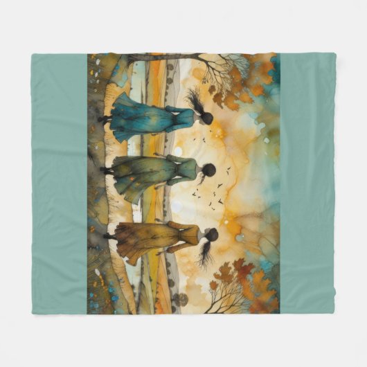 Couverture Polaire watercolor sisters (Devant (Horizontal))