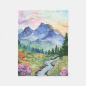 Couverture Polaire Watercolor Summer Mountain (Devant)
