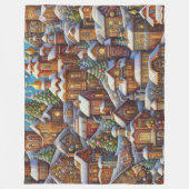 Couverture Polaire Watercolor Village Motifs de Noël (Devant)