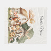 Couverture Polaire Watercolor Whimsical Farm Animals (Devant (Horizontal))